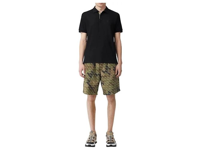 Polo preto de algodão piqué com logo Eddie da Burberry - vista 4