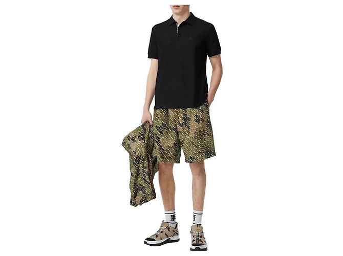 Polo preto de algodão piqué com logo Eddie da Burberry - vista 5