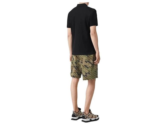 Polo preto de algodão piqué com logo Eddie da Burberry - vista 7