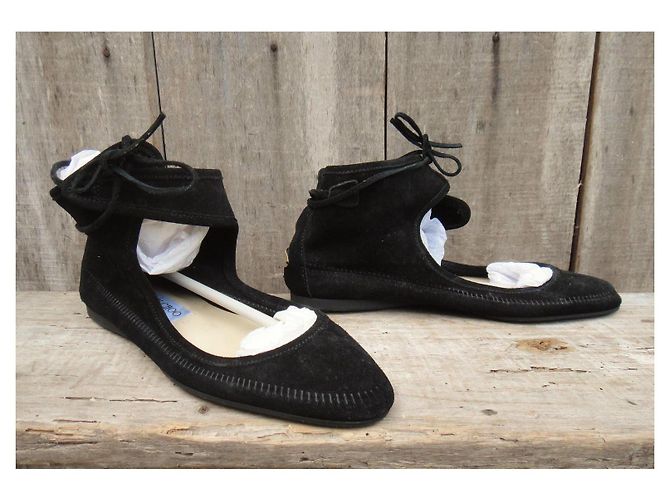 Bailarinas Jimmy Choo Negras de Ante Negro - vista 2
