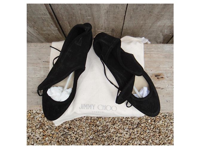 Bailarinas Jimmy Choo Negras de Ante Negro - vista 3