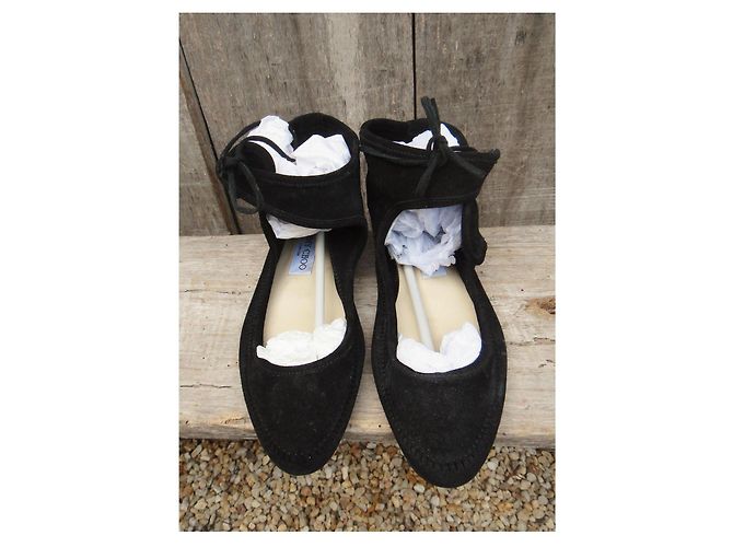 Bailarinas Jimmy Choo Negras de Ante Negro - vista 4