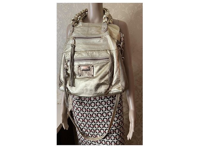 Borsa a mano Patrizia Pepe in pelle dorata D'oro - vista 2