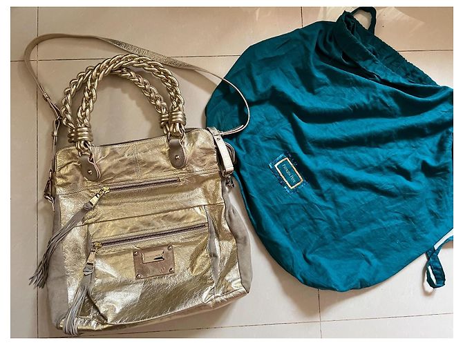 Borsa a mano Patrizia Pepe in pelle dorata D'oro - vista 3