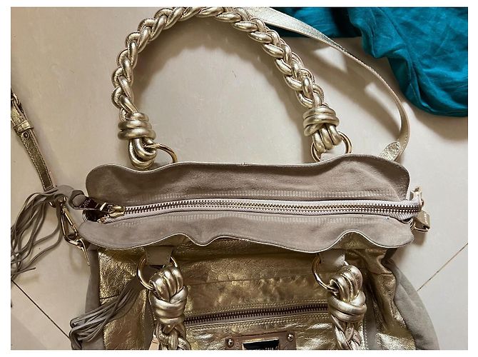 Borsa a mano Patrizia Pepe in pelle dorata D'oro - vista 7