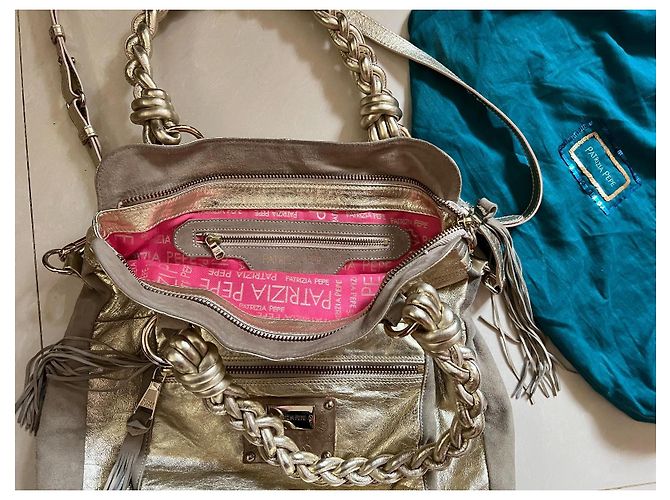 Borsa a mano Patrizia Pepe in pelle dorata D'oro - vista 8