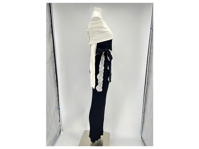 Autre Marque VAILLANT Zweifarbiges Maxikleid schulterfrei schwarz - Ansicht 3
