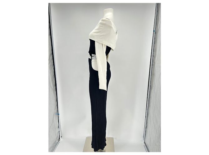 Autre Marque VAILLANT Zweifarbiges Maxikleid schulterfrei schwarz - Ansicht 4