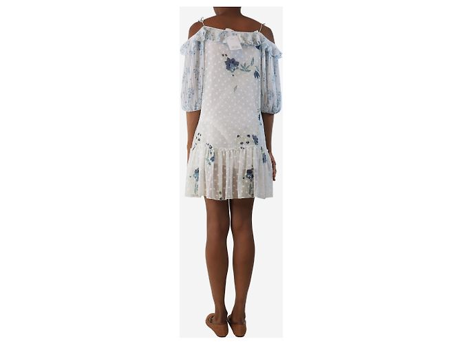 See by Chloé Weißes und blaues Blumen-Minikleid - Größe UK 6 - Ansicht 2