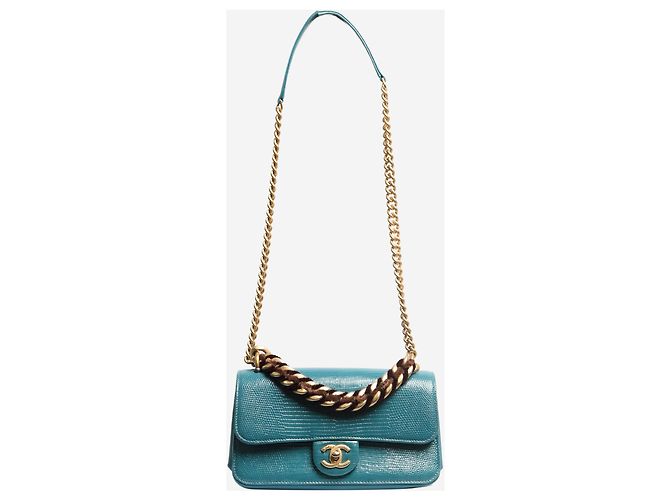 Chanel Borsa a spalla mini flap esotica turchese Verde - vista 2
