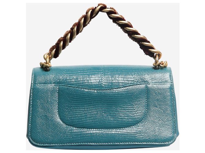 Chanel Borsa a spalla mini flap esotica turchese Verde - vista 3