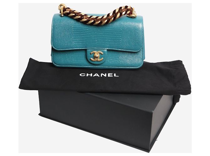 Chanel Borsa a spalla mini flap esotica turchese Verde - vista 9