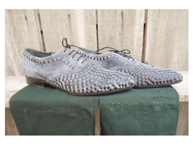 Richelieu Joseph Fenestrier in suede intrecciato azzurro Blu chiaro - vista 2