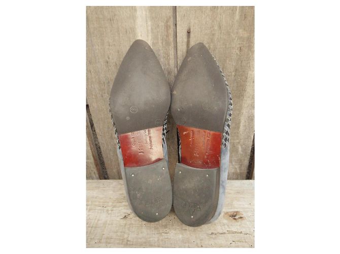 Richelieu Joseph Fenestrier in suede intrecciato azzurro Blu chiaro - vista 5