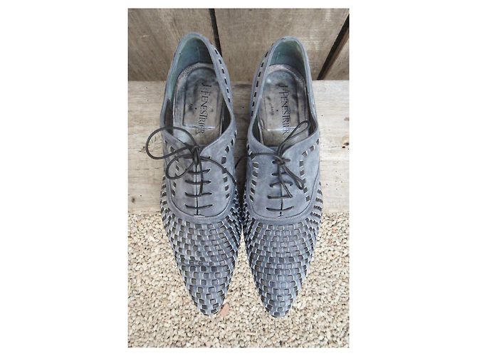 Richelieu Joseph Fenestrier in suede intrecciato azzurro Blu chiaro - vista 6