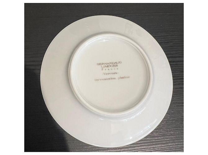 Autre Marque Bernardaud Vercors 8 Tazze e Piattini da Caffè Porcellana Bianca Platino Argento Bianco - vista 4
