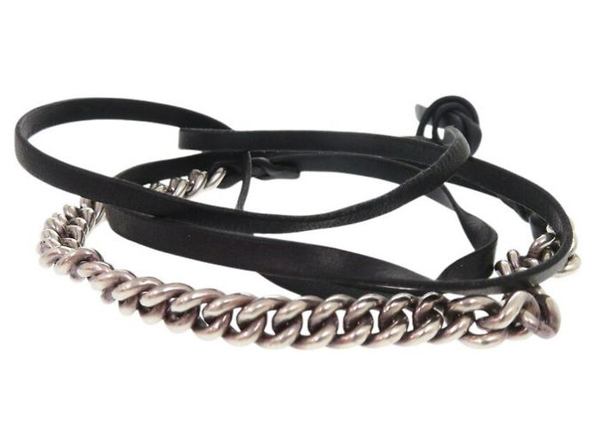 Hermès Bracciale in pelle con charm Hermes nero e argento 925 - vista 2