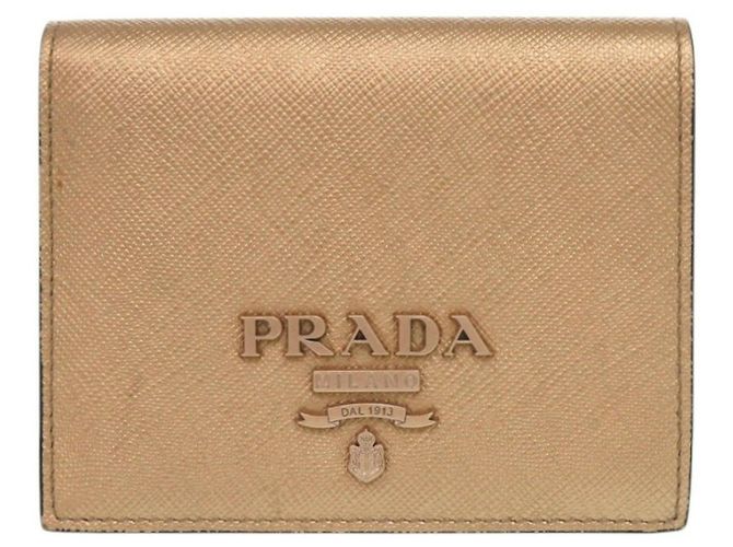Prada Saffiano Leder Gold Bi-Fold Geldbörse Golden - Ansicht 2