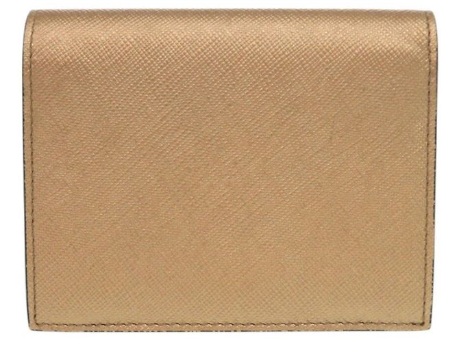 Prada Saffiano Leder Gold Bi-Fold Geldbörse Golden - Ansicht 3
