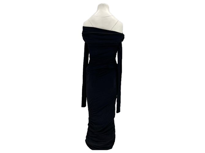 Autre Marque ALEKSANDRA SEWERYNIAK Schwarzes schulterfreies Maxikleid drapiert - Ansicht 2