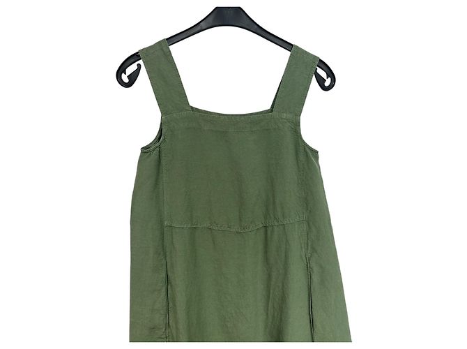 Autre Marque Ischiko Latzkleid Midi aus Leinenmischung Grün - Ansicht 3