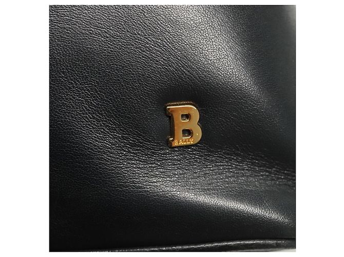 BALLY Bolsa de Ombro Matelassê em Couro Azul Marinho Dourado Auth th6030 - vista 15
