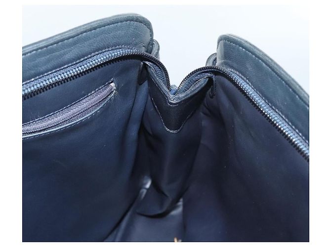 BALLY Bolsa de Ombro Matelassê em Couro Azul Marinho Dourado Auth th6030 - vista 18