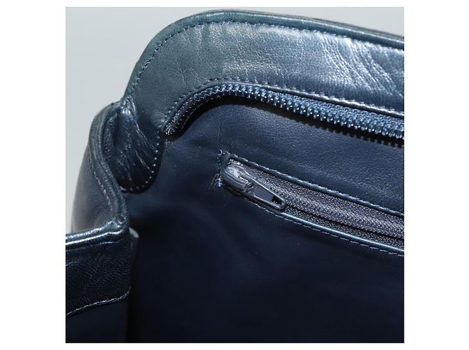 BALLY Bolsa de Ombro Matelassê em Couro Azul Marinho Dourado Auth th6030 - vista 20