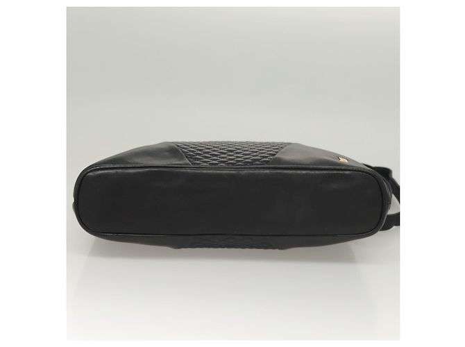 BALLY Bolsa de Ombro Matelassê em Couro Azul Marinho Dourado Auth th6030 - vista 9