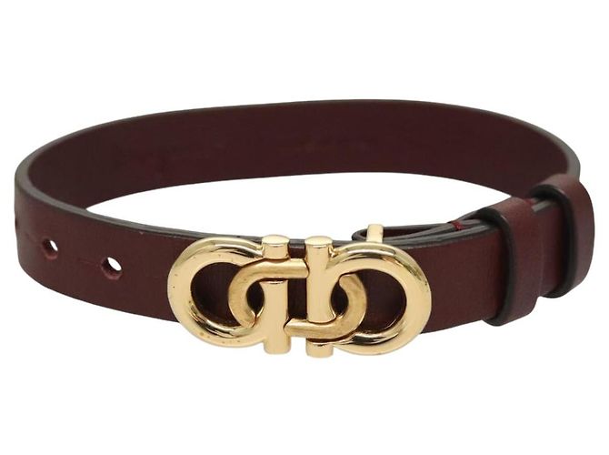 Bracciale in pelle marrone Gancini di Salvatore Ferragamo Auth yk18225 - vista 2