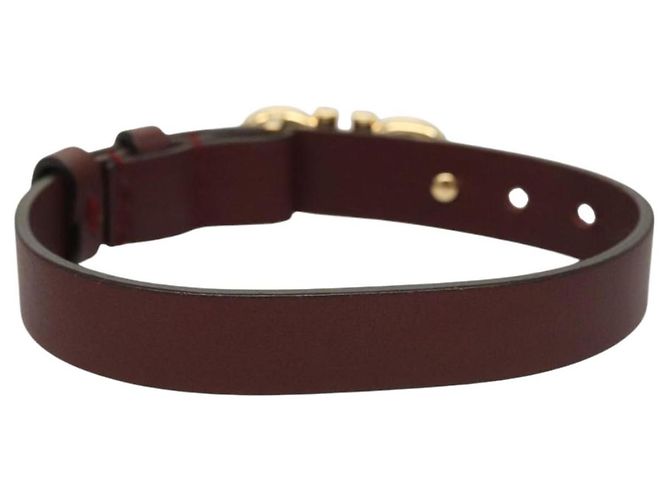 Bracciale in pelle marrone Gancini di Salvatore Ferragamo Auth yk18225 - vista 3