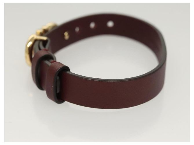 Bracciale in pelle marrone Gancini di Salvatore Ferragamo Auth yk18225 - vista 4