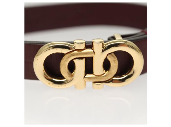 Bracciale in pelle marrone Gancini di Salvatore Ferragamo Auth yk18225 - vista 6