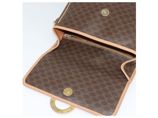 Céline Bolsa de ombro em lona Macadam CELINE, couro PVC, marrom, dourado, autêntica 123950 - vista 14