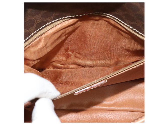 Céline Bolsa de ombro em lona Macadam CELINE, couro PVC, marrom, dourado, autêntica 123950 - vista 19