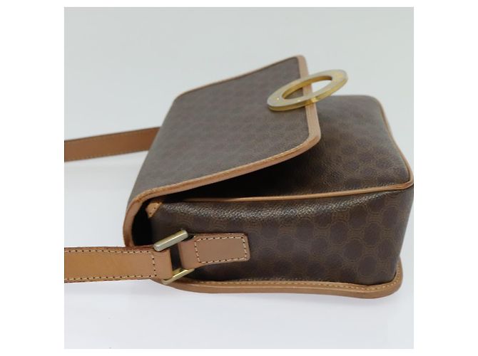 Céline Bolsa de ombro em lona Macadam CELINE, couro PVC, marrom, dourado, autêntica 123950 - vista 4