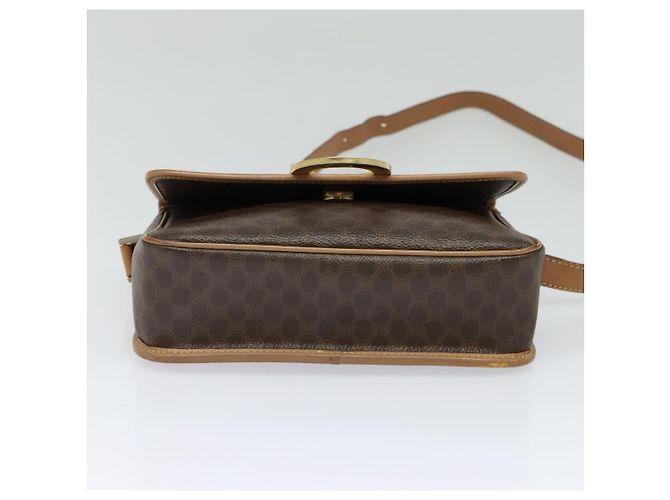 Céline Bolsa de ombro em lona Macadam CELINE, couro PVC, marrom, dourado, autêntica 123950 - vista 9