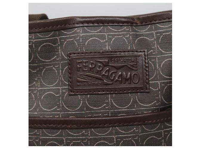 Bolsa de ombro Salvatore Ferragamo em couro PVC marrom Auth bs25462 - vista 14