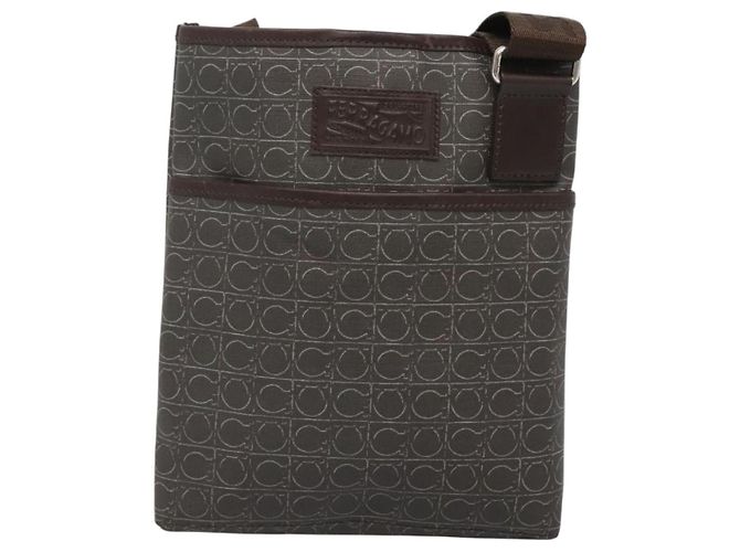 Bolsa de ombro Salvatore Ferragamo em couro PVC marrom Auth bs25462 - vista 2