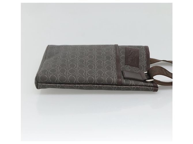 Bolsa de ombro Salvatore Ferragamo em couro PVC marrom Auth bs25462 - vista 4