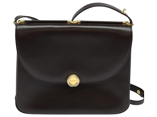 BALLY Borsa a Spalla in Pelle Marrone Oro Auth sw625 D'oro - vista 2
