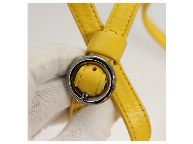CHANEL Matelassé 2.55 Borsa a Spalla in Pelle di Pecora Gialla Argento CC Auth bs25489 Giallo - vista 16