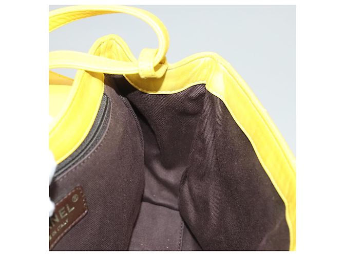 CHANEL Matelassé 2.55 Borsa a Spalla in Pelle di Pecora Gialla Argento CC Auth bs25489 Giallo - vista 19