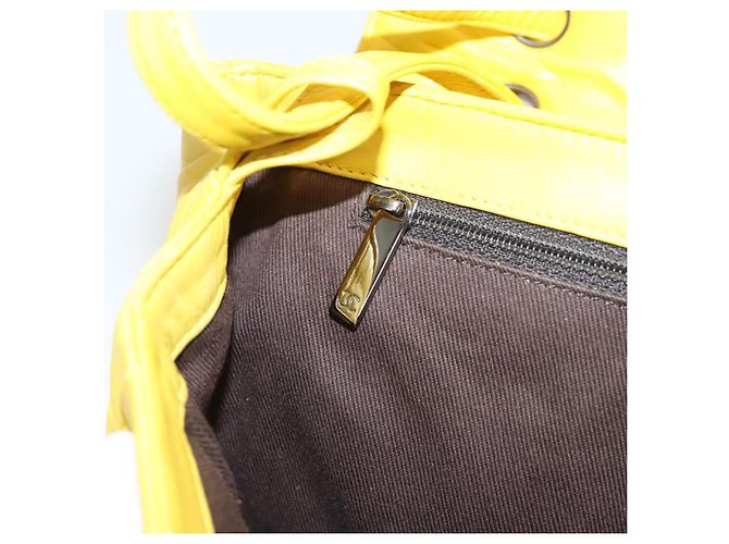 CHANEL Matelassé 2.55 Borsa a Spalla in Pelle di Pecora Gialla Argento CC Auth bs25489 Giallo - vista 21
