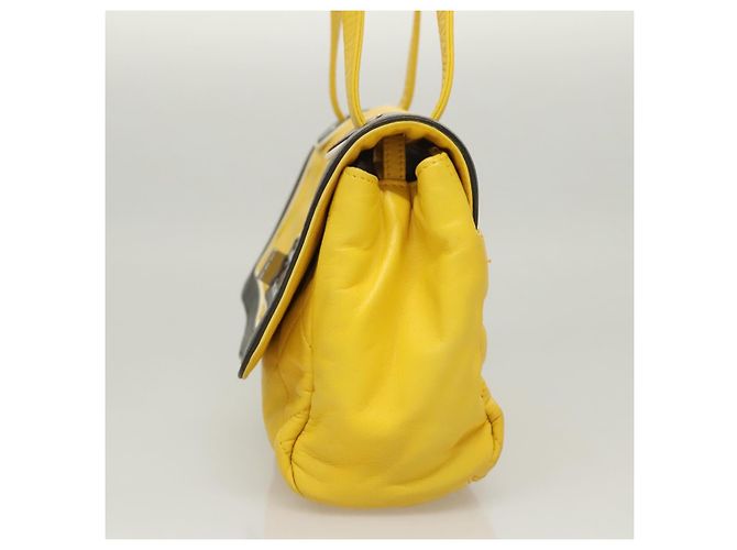 CHANEL Matelassé 2.55 Borsa a Spalla in Pelle di Pecora Gialla Argento CC Auth bs25489 Giallo - vista 5