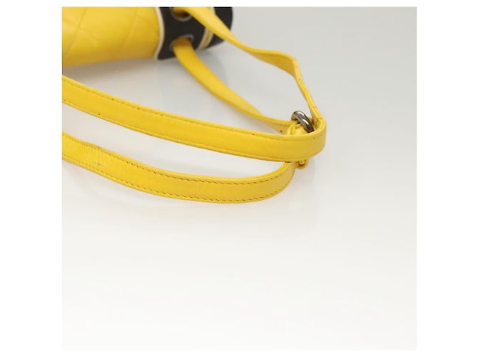 CHANEL Matelassé 2.55 Borsa a Spalla in Pelle di Pecora Gialla Argento CC Auth bs25489 Giallo - vista 8