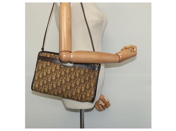 Borsa a spalla in tela Trotter Christian Dior marrone oro Auth sw662 D'oro - vista 19