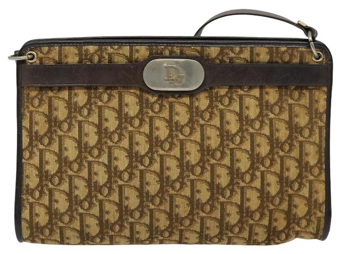 Borsa a spalla in tela Trotter Christian Dior marrone oro Auth sw662 D'oro - vista 2