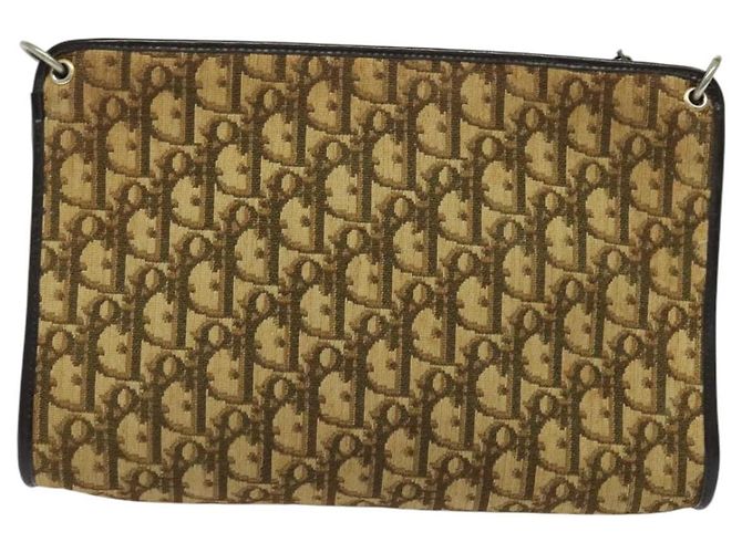 Borsa a spalla in tela Trotter Christian Dior marrone oro Auth sw662 D'oro - vista 3