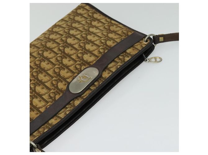 Borsa a spalla in tela Trotter Christian Dior marrone oro Auth sw662 D'oro - vista 6